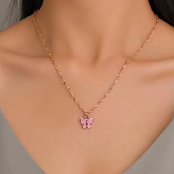 2/$10 RESTOCKED! Butterfly Gem Necklace Korean Trend Cute Summer Boho - Picture 2 of 8